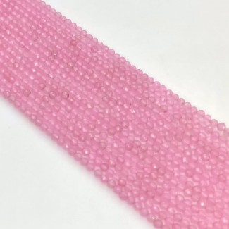 Rose Quartz 3-3.5mm Micro Faceted Rondelle Shape AAA Grade Gemstone Beads Strand - Total 1 Strand of 14 Inch