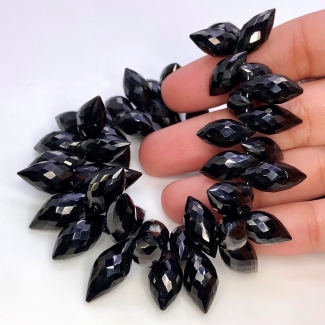 Black Spinel 12-20mm Briolette Dew Drop Shape AAA Grade Gemstone Beads Strand - Total 1 Strand of 8 Inch.