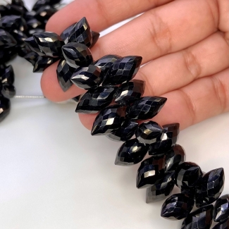 Black Spinel 13-17mm Briolette Dew Drop Shape AAA Grade Gemstone Beads Strand - Total 1 Strand of 8 Inch.
