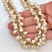 White Freshwater Pearl 5-10mm Smooth Potato Shape AA Grade Gemstone Beads Strand - Total 1 Strand of 24 Inch.