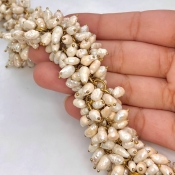 White Freshwater Pearl 5-10mm Smooth Potato Shape AA Grade Gemstone Beads Strand - Total 1 Strand of 24 Inch.