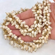 White Freshwater Pearl 5-10mm Smooth Potato Shape AA Grade Gemstone Beads Strand - Total 1 Strand of 24 Inch.