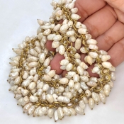 White Freshwater Pearl 5-10mm Smooth Potato Shape AA Grade Gemstone Beads Strand - Total 1 Strand of 24 Inch.