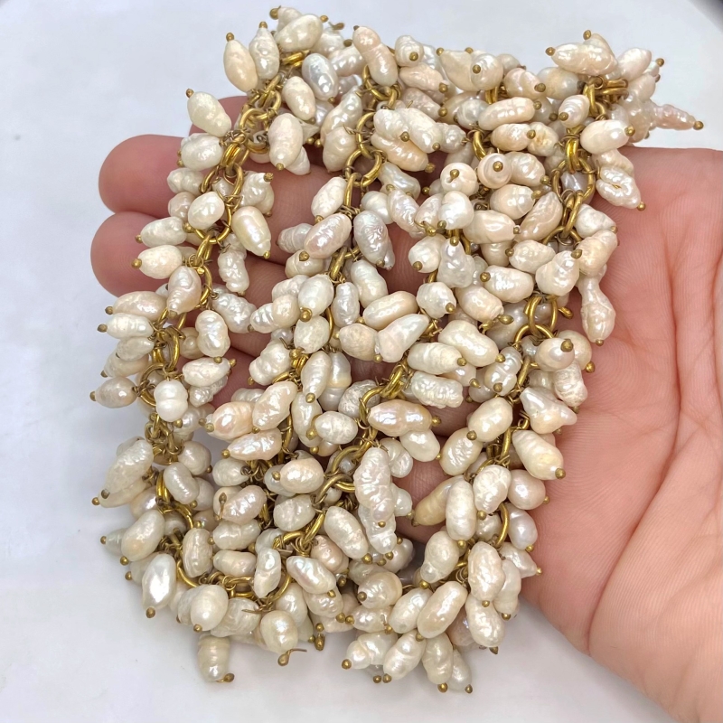 White Freshwater Pearl 5-10mm Smooth Potato Shape AA Grade Gemstone Beads Strand - Total 1 Strand of 24 Inch.