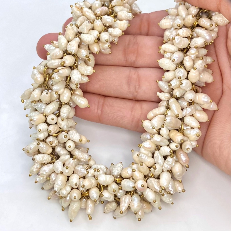 White Freshwater Pearl 5-10mm Smooth Potato Shape AA Grade Gemstone Beads Strand - Total 1 Strand of 24 Inch.