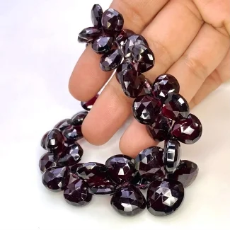 Garnet 9-15mm Briolette Heart Shape AA Grade Gemstone Beads Strand - Total 1 Strand of 8 Inch.