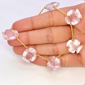 Rose Quartz 15.5x14mm Carved Creative Cut Shape AAA Grade Gemstone Beads Layout - Total 1 Strand of 9 Inch.