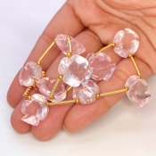 Rose Quartz 15.5x14mm Carved Creative Cut Shape AAA Grade Gemstone Beads Layout - Total 1 Strand of 9 Inch.