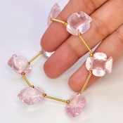 Rose Quartz 15.5x14mm Carved Creative Cut Shape AAA Grade Gemstone Beads Layout - Total 1 Strand of 9 Inch.