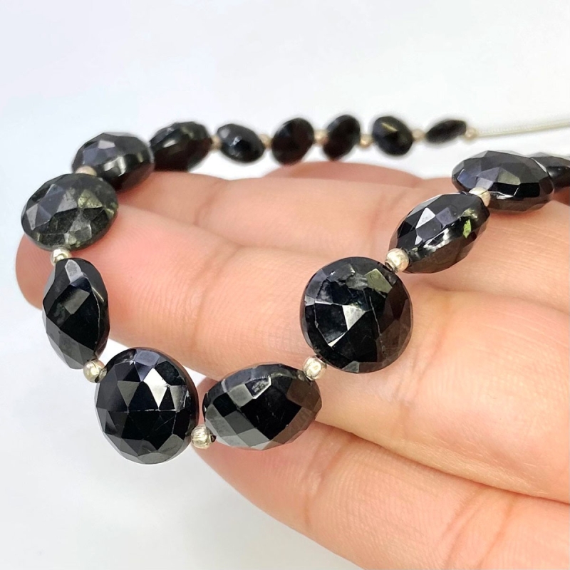 Black Spinel 6-11mm Briolette Coin Shape AAA Grade Gemstone Beads Strand - Total 1 Strand of 8 Inch.