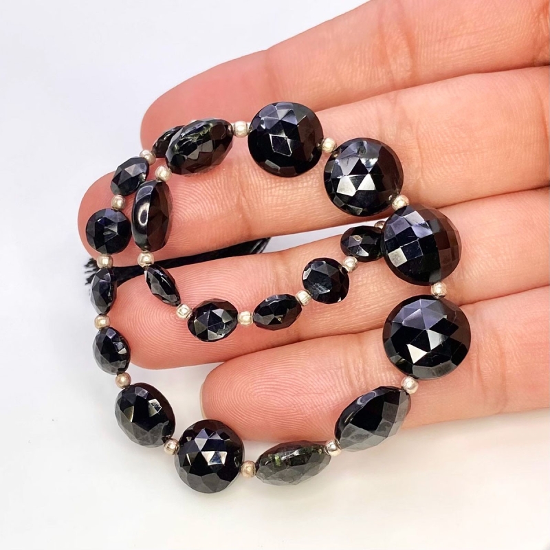 Black Spinel 6-11mm Briolette Coin Shape AAA Grade Gemstone Beads Strand - Total 1 Strand of 8 Inch.
