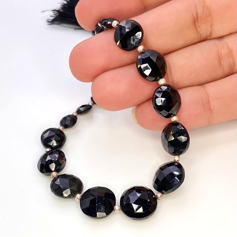 Black Spinel 6-11mm Briolette Coin Shape AAA Grade Gemstone Beads Strand - Total 1 Strand of 8 Inch.