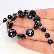 Black Spinel 6-11mm Briolette Coin Shape AAA Grade Gemstone Beads Strand - Total 1 Strand of 8 Inch.