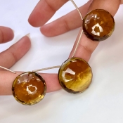 115.4 Carat Olive Quartz 22-24mm  Round Shape AAA Grade Matched Gemstone Beads Set - Total 3 Pcs.