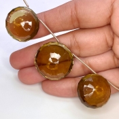  115.4 Carat Olive Quartz 22-24mm  Round Shape AAA Grade Matched Gemstone Beads Set - Total 3 Pcs.