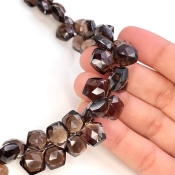 Smoky Quartz 9-12mm Briolette Hexagon Shape AAA Grade Gemstone Beads Strand - Total 1 Strand of 8 Inch.