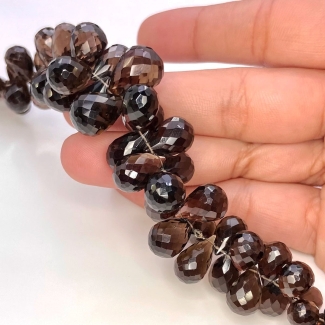 Smoky Quartz 8-15.5mm Briolette Drop Shape AAA Grade Gemstone Beads Strand - Total 1 Strand of 7 Inch.