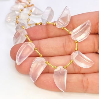 Rose Quartz 15.5-20mm Step Cut Lady Finger Shape AA+ Grade Gemstone Beads Layout - Total 1 Strand of 12 Inch.
