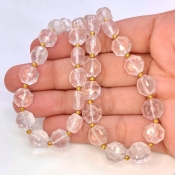 Rose Quartz 8-9mm Briolette Hexagon Shape AAA Grade Gemstone Beads Strand - Total 1 Strand of 9 Inch.