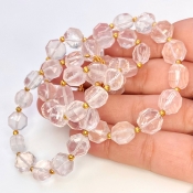 Rose Quartz 8-9mm Briolette Hexagon Shape AAA Grade Gemstone Beads Strand - Total 1 Strand of 9 Inch.