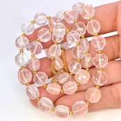 Rose Quartz 8-9mm Briolette Hexagon Shape AAA Grade Gemstone Beads Strand - Total 1 Strand of 9 Inch.
