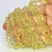 Lemon Quartz 6-6.5mm Briolette Drop Shape AAA Grade Gemstone Beads Strand - Total 1 Strand of 8 Inch.