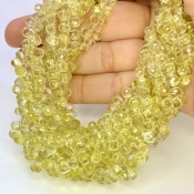 Lemon Quartz 6-6.5mm Briolette Drop Shape AAA Grade Gemstone Beads Strand - Total 1 Strand of 8 Inch.
