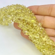 Lemon Quartz 6-6.5mm Briolette Drop Shape AAA Grade Gemstone Beads Strand - Total 1 Strand of 8 Inch.
