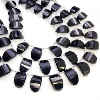 Black Spinel 14-17mm Step Cut Fancy Shape AAA Grade Gemstone Beads Lot - Total 3 Strands of 8 Inch.