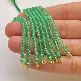 Emerald 2-4.5mm Smooth Rondelle Shape A+ Grade Beads Tassel - Total 8 Strands of 3 Inch.
