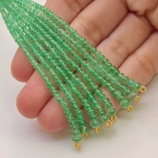 Emerald 2-4.5mm Smooth Rondelle Shape A+ Grade Beads Tassel - Total 8 Strands of 3 Inch.