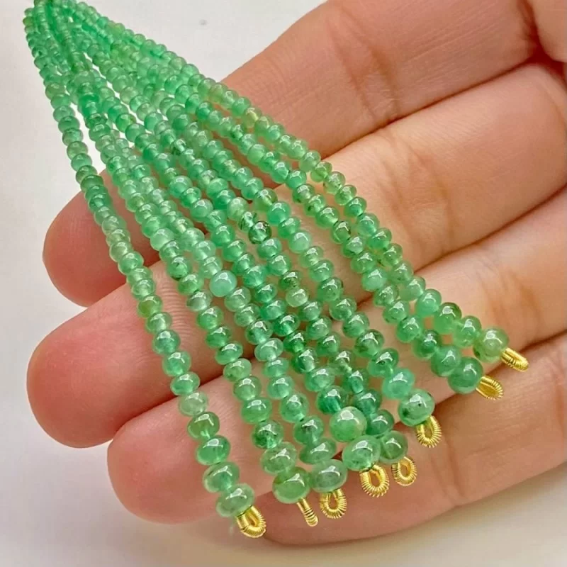 Emerald 1.5-4mm Smooth Rondelle Shape A+ Grade Beads Tassel - Total 8 Strands of 2.5 Inch.
