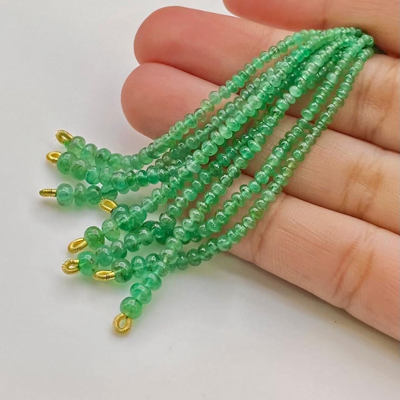 Emerald 1.5-4mm Smooth Rondelle Shape A+ Grade Beads Tassel - Total 8 Strands of 2.5 Inch.