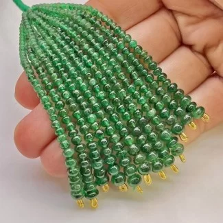 Emerald 2.5-4.5mm Smooth Rondelle Shape A Grade Beads Tassel - Total 12 Strands of 3 Inch.