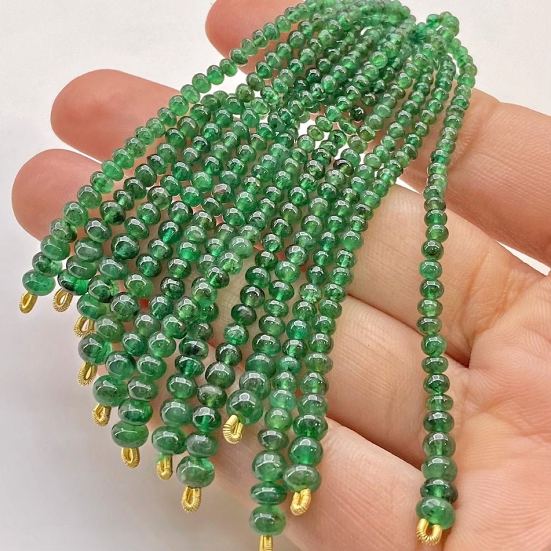 Emerald 2.5-4.5mm Smooth Rondelle Shape A Grade Beads Tassel - Total 12 Strands of 3 Inch.