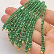 Emerald 2.5-4.5mm Smooth Rondelle Shape A Grade Beads Tassel - Total 12 Strands of 3 Inch.