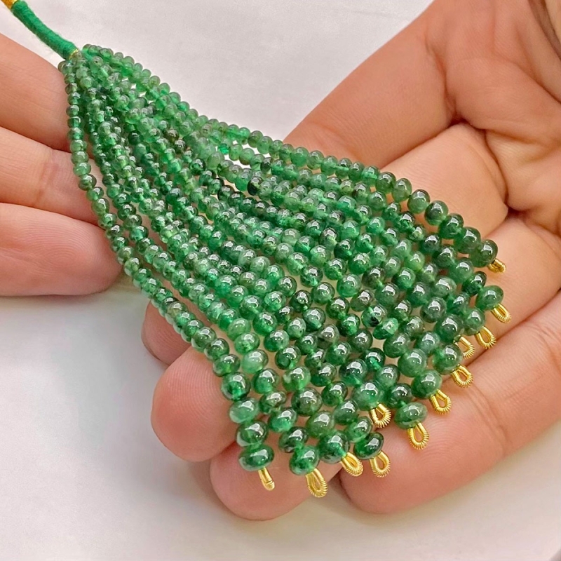 Emerald 2.5-4.5mm Smooth Rondelle Shape A Grade Beads Tassel - Total 12 Strands of 3 Inch.
