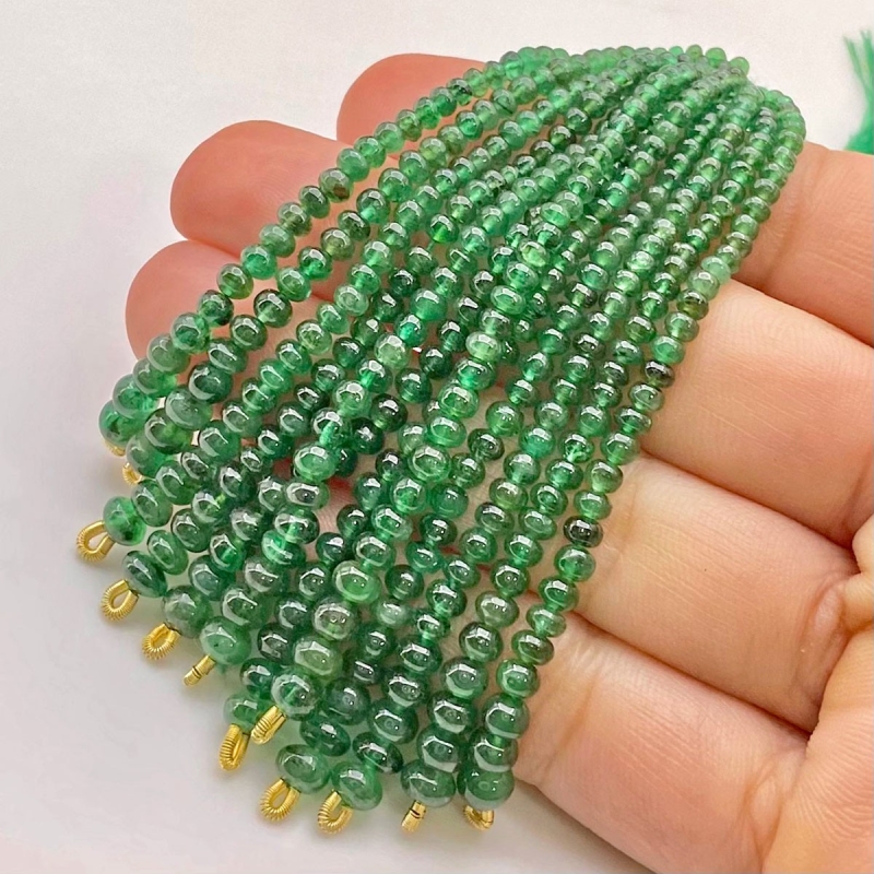 Emerald 2.5-4.5mm Smooth Rondelle Shape A Grade Beads Tassel - Total 12 Strands of 3 Inch.