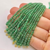 Emerald 2.5-4.5mm Smooth Rondelle Shape A Grade Beads Tassel - Total 12 Strands of 3 Inch.