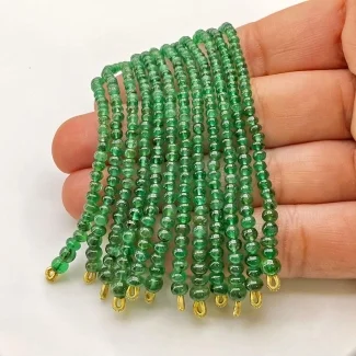Emerald 2-4mm Smooth Rondelle Shape A+ Grade Beads Tassel - Total 12 Strands of 3 Inch.