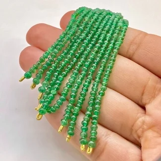 Emerald 2.5-3.5mm Smooth Rondelle Shape AA+ Grade Beads Tassel - Total 10 Strands of 3 Inch.