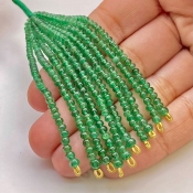 Emerald 2.5-3.5mm Smooth Rondelle Shape AA+ Grade Beads Tassel - Total 10 Strands of 3 Inch.