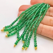 Emerald 2.5-3.5mm Smooth Rondelle Shape AA+ Grade Beads Tassel - Total 10 Strands of 3 Inch.