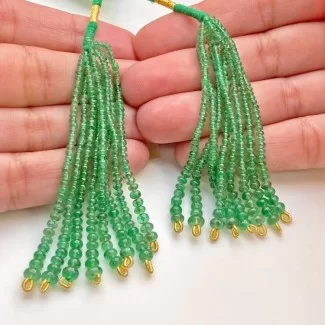 Emerald 2-4mm Smooth Rondelle Shape AA+ Grade Beads Tassel - Total 16 Strands of 2.5 Inch.