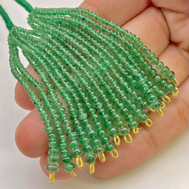 Emerald 2-4mm Smooth Rondelle Shape AA+ Grade Beads Tassel - Total 16 Strands of 2.5 Inch.