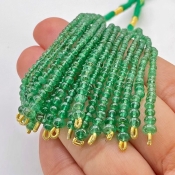 Emerald 2-4mm Smooth Rondelle Shape AA+ Grade Beads Tassel - Total 16 Strands of 2.5 Inch.