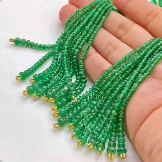 Emerald 2-4.5mm Smooth Rondelle Shape AA Grade Beads Tassel - Total 18 Strands of 3 Inch.