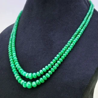 Emerald 2.5-9.5mm Smooth Rondelle Shape A+ Grade Multi Strand Beads Necklace - Total 2 Strands of 15-16 Inch.