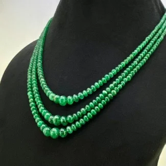 Emerald 5-13mm Smooth Rondelle Shape AA Grade Multi Strand Beads Necklace - Total 3 Strands of 17-20 Inch.