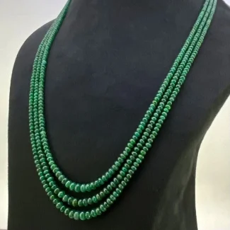 Emerald 2.5-6.5mm Smooth Rondelle Shape A+ Grade Multi Strand Beads Necklace - Total 3 Strands of 18-20 Inch.